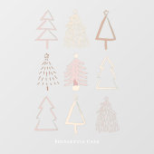 Boho Kerstbomen Roze Venster Kling Raamsticker (Vel)