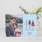 Boho kerstbomen Schattigee aangepaste foto vakanti Feestdagenkaart (Staand voorkant)