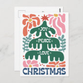 Boho Kerstboom Joy Vrede Liefde Kleurrijk Briefkaart (Voorkant / Achterkant)