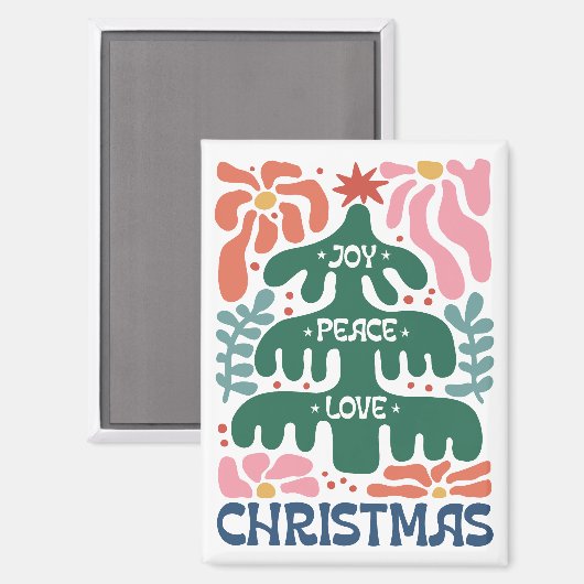 Boho Kerstboom Joy Vrede Liefde Kleurrijk Magneet (Voorkant / Achterkant)