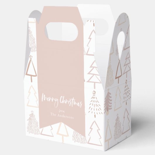 Boho Kerstboom Pattern Dusty Pink Holiday Bedankdoosjes (Geopend)
