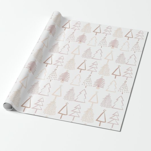 Boho Kerstboom Pattern Dusty Pink Holiday Cadeaupapier (Uitgerold)