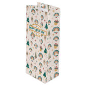 Boho kerstcadeauzak wijn cadeautas (Voorkant Gekanteld)