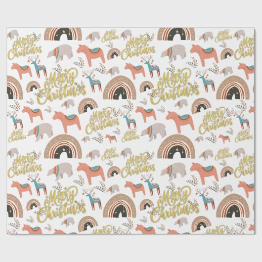 Boho Kerstfeestdag Cadeaupapier (Vlak)