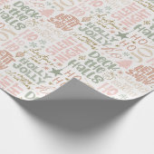 Boho kerstGezegden Groene Roze Terracotta Cadeaupapier (Hoek)