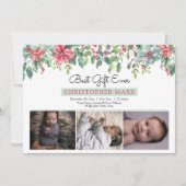 Boho kerstgroen beste cadeautje ooit geboorte aankondiging (Voorkant)