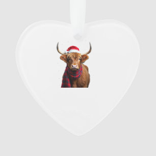 Boho Kerstmis Highland Koe T-Shirt (1) Ornament