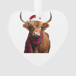 Boho Kerstmis Highland Koe T-Shirt (1) Ornament