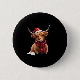 Boho Kerstmis Highland Koe T-Shirt (1) Ronde Button 5,7 Cm