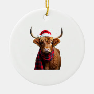 Boho Kerstmis Hoogland Koe T-Shirt (1) Keramisch Ornament