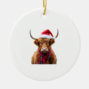 Boho Kerstmis Kerstmis Hoogland Koe T-Shirt (2) Keramisch Ornament