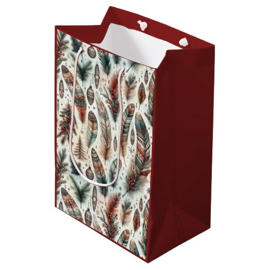 Boho Kerstmis Medium Cadeauzakje (Voorkant Gekanteld)