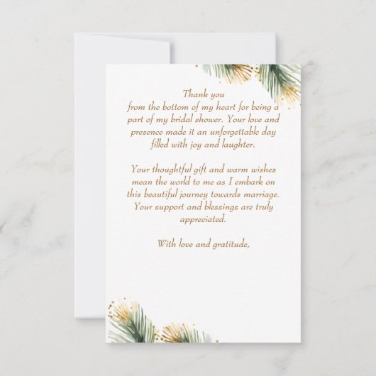 Boho Kerstmis winter bruiloft theekransje Bedankkaart (Achterkant)