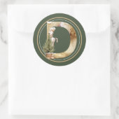 Boho Kerstmonogram D met boom- en snoepriet Ronde Sticker (Tas)