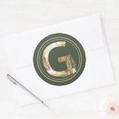 Boho Kerstmonogram G met pijnbomen Ronde Sticker (Envelop)