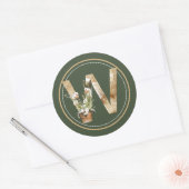 Boho kerstmonogram W met katoenregeling Ronde Sticker (Envelop)