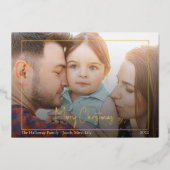 Boho Kerstscript Horizontale bedorven foto Gold Folie Feestdagenkaart (Voorkant)