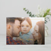 Boho Kerstscript Horizontale bedorven foto Gold Folie Feestdagenkaart (Staand Voorkant)