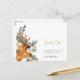 Boho Kerstwinter red de datum briefkaart