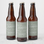 Boho Khaki Green Welkom op onze bruiloft Bier Etiket (Flessen)