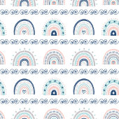 Boho Kids Towels Pastel Rainbow Birthday Accent