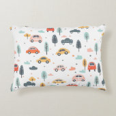 Boho Kinder auto's, bomen en wolkenpatronen Accent Kussen (Voorkant)