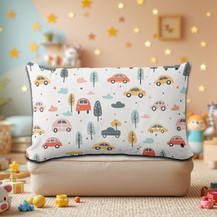 Boho Kinder auto's, bomen en wolkenpatronen Kussen