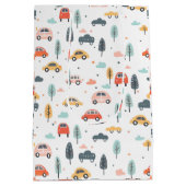 Boho Kinder auto's, bomen en wolkenpatronen Medium Cadeauzakje (Achterkant)