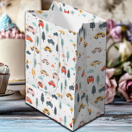 Boho Kinder auto's, bomen en wolkenpatronen Medium Cadeauzakje