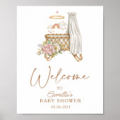 Boho-kinderkamer Bloemenkinderbedje Baby Shower Poster (Voorkant)