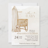 Boho kinderkamer teddybeer babyshower kaart (Voorkant)