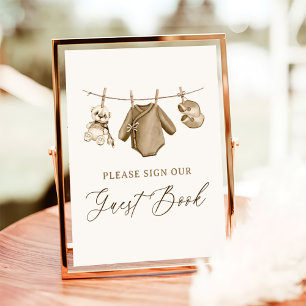 Boho kinderkleding jongen babyshower gastensignati poster
