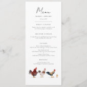Boho kip bruiloft diner menu (Voorkant)