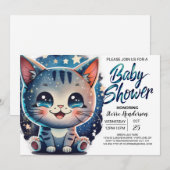 Boho Kitten Digitaal Baby shower Kaart (Voorkant / Achterkant)