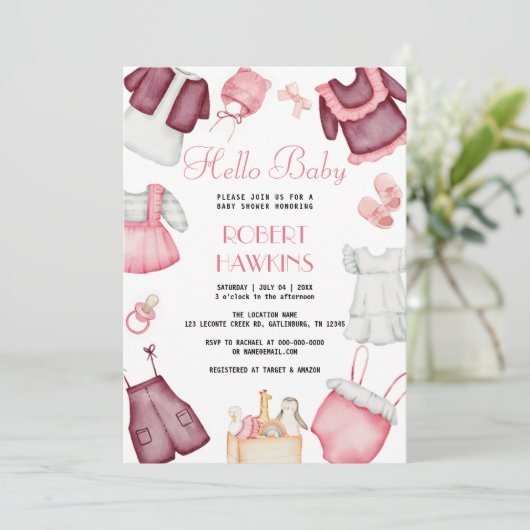 Boho Kleding Meisje Baby shower Uitnodiging (Staand voorkant)