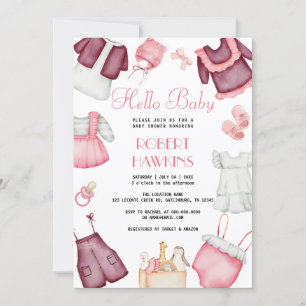 Boho Kleding Meisje Baby shower Uitnodiging