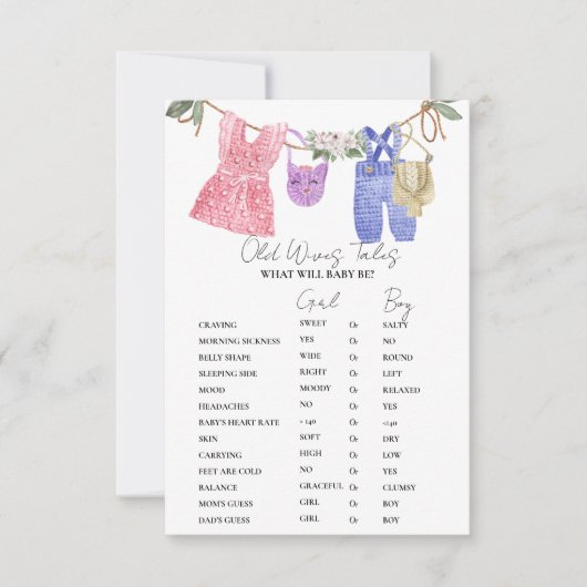 Boho Kleding Oude WiVes Tales Baby shower Game Kaa Kaart (Voorkant)