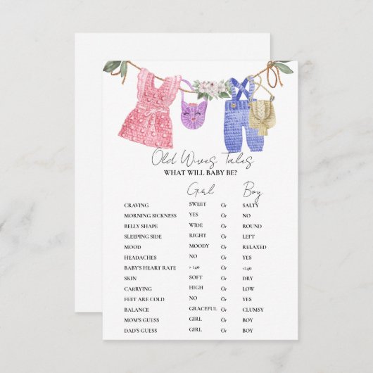 Boho Kleding Oude WiVes Tales Baby shower Game Kaa Kaart (Voorkant / Achterkant)