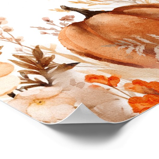 Boho Kleine Pompoen Herfst Wilde Bloemen Welkom Poster (Hoek)