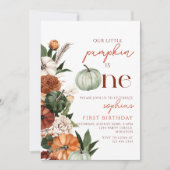 Boho kleine pompoen is een eerste verjaardag kaart (Voorkant)