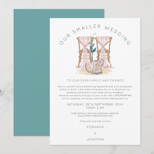 Boho Kleinere Trouwstoelen Afgrootte Aankondiging (Voorkant / Achterkant)