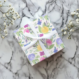 Boho Kleurrijk Lentethema Waterverf bloempatroon Cadeaupapier