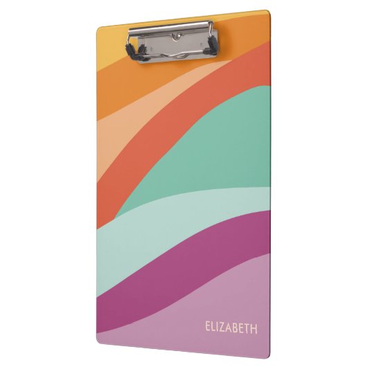 Boho Kleurrijke Abstracte Retro Naam Klembord (Links)