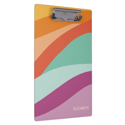 Boho Kleurrijke Abstracte Retro Naam Klembord (Rechts)