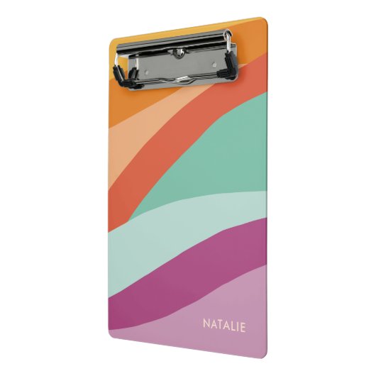 Boho Kleurrijke Abstracte Retro Naam Mini Klembord (Angled2)