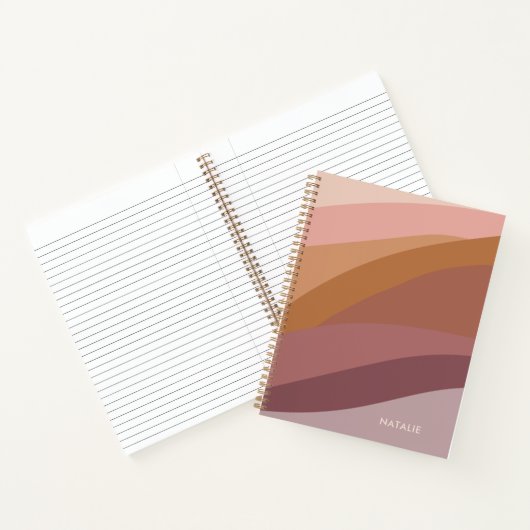 Boho Kleurrijke Abstracte Retro Naam Notitieboek (Binnen)