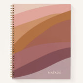 Boho Kleurrijke Abstracte Retro Naam Notitieboek (Voorkant)