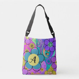 Boho kleurrijke bloemenprint crossbody tas