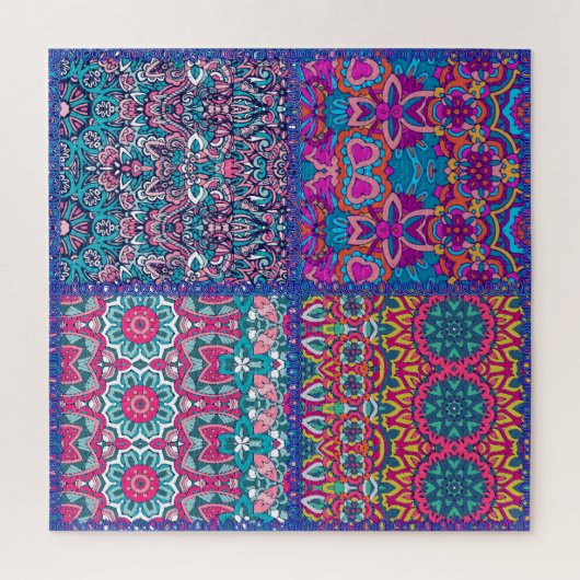 Boho Kleurrijke Blokkerende Quiltpatroon Legpuzzel (Verticaal)