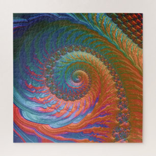 Boho Kleurrijke Gradiënt Spiraal Fractale Abstract Legpuzzel